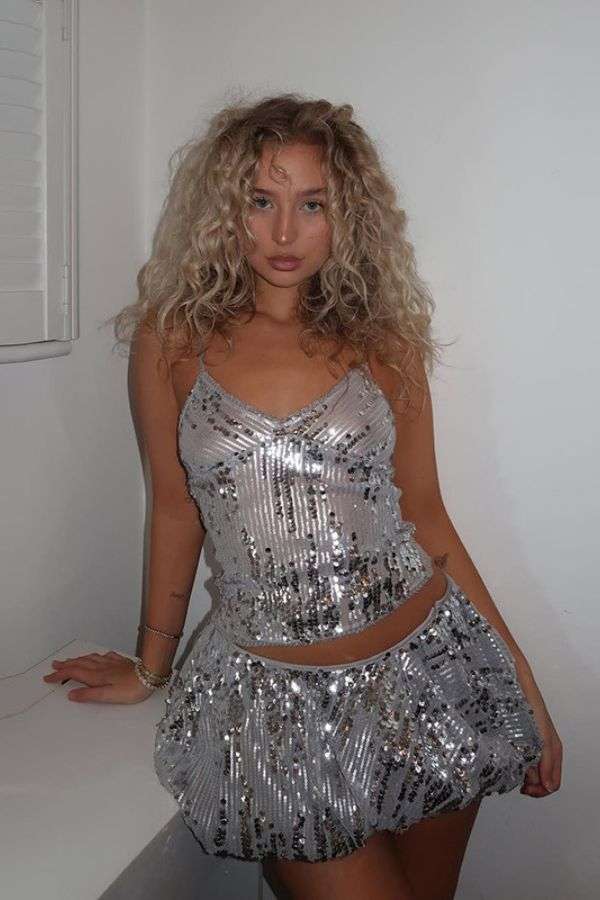 Silver Sequin Two-Piece Set - L, Silver image