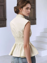 Sleeveless Smocked Waist Zipper Top image 5