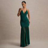 Maxi Dress with Ruffled Hem - S, Green image