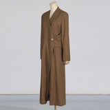 Midi Length Snap Button Closure Oversized Coat image 2