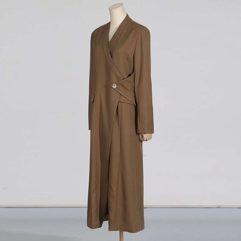 Midi Length Snap Button Closure Oversized Coat image 2