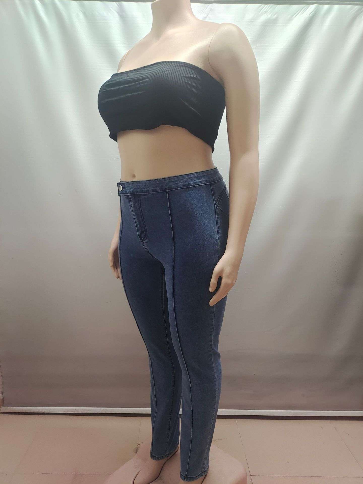 High-Waist Skinny Jeans with Contrast Stitching image 6