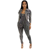 Jumpsuit Cropped Jacket Set - M, Black image