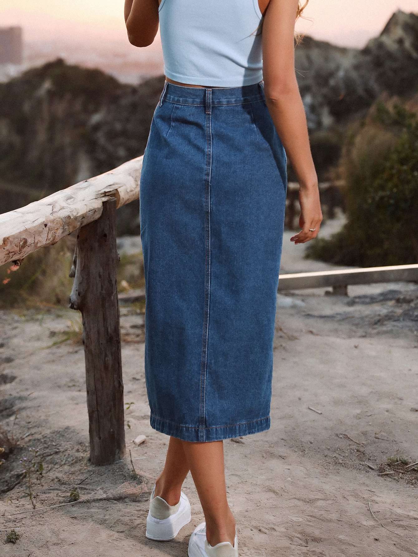 Midi Skirt with Buttoned Slit image 2