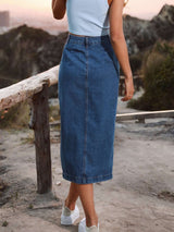 Midi Skirt with Buttoned Slit image 2
