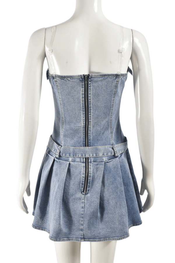 Urban Charm Belted Denim Skater Dress image 8