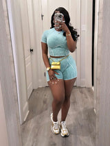 Ribbed shorts athletic suits - S, Blue image