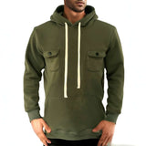 Mens Casual Cargo Sweatshirt Hoodie - M, Herbal Green image