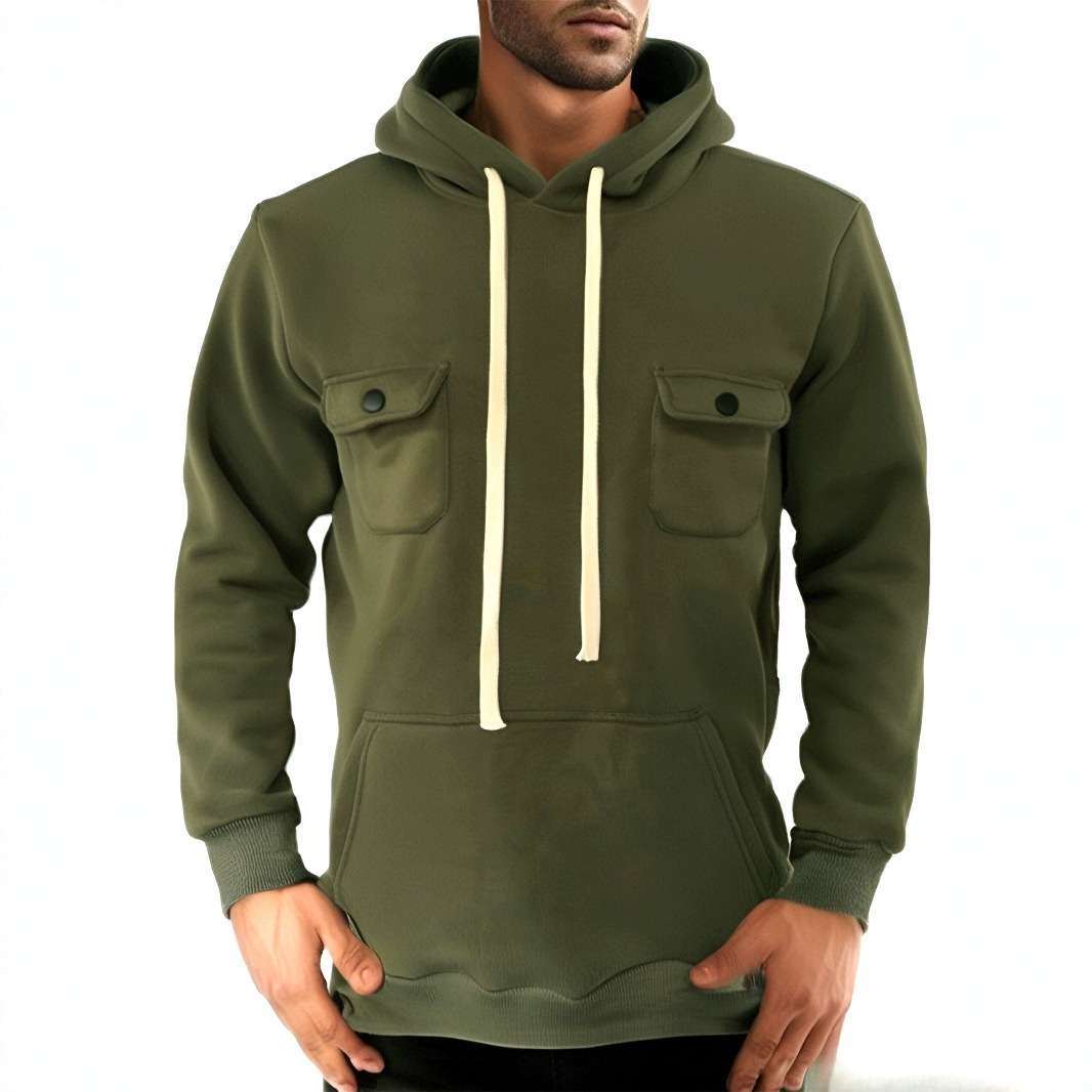 Mens Casual Cargo Sweatshirt Hoodie - M, Herbal Green image