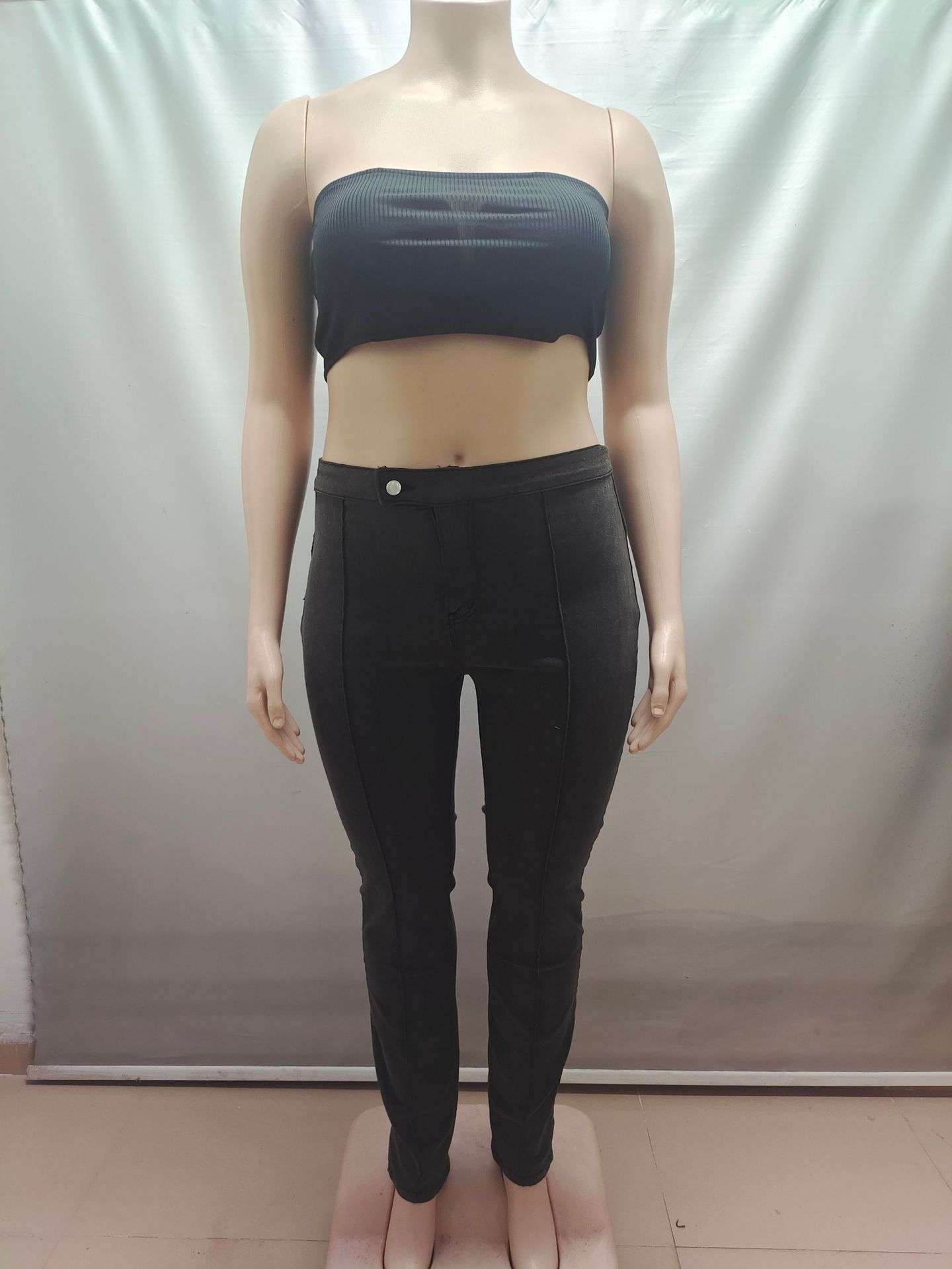 High-Waist Skinny Jeans with Contrast Stitching image 3
