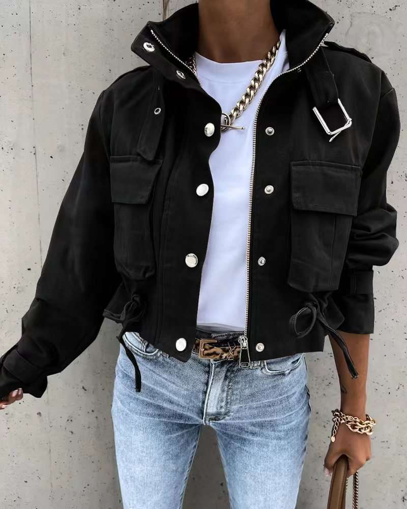 Cropped Retro Style Jacket - XL, Black image