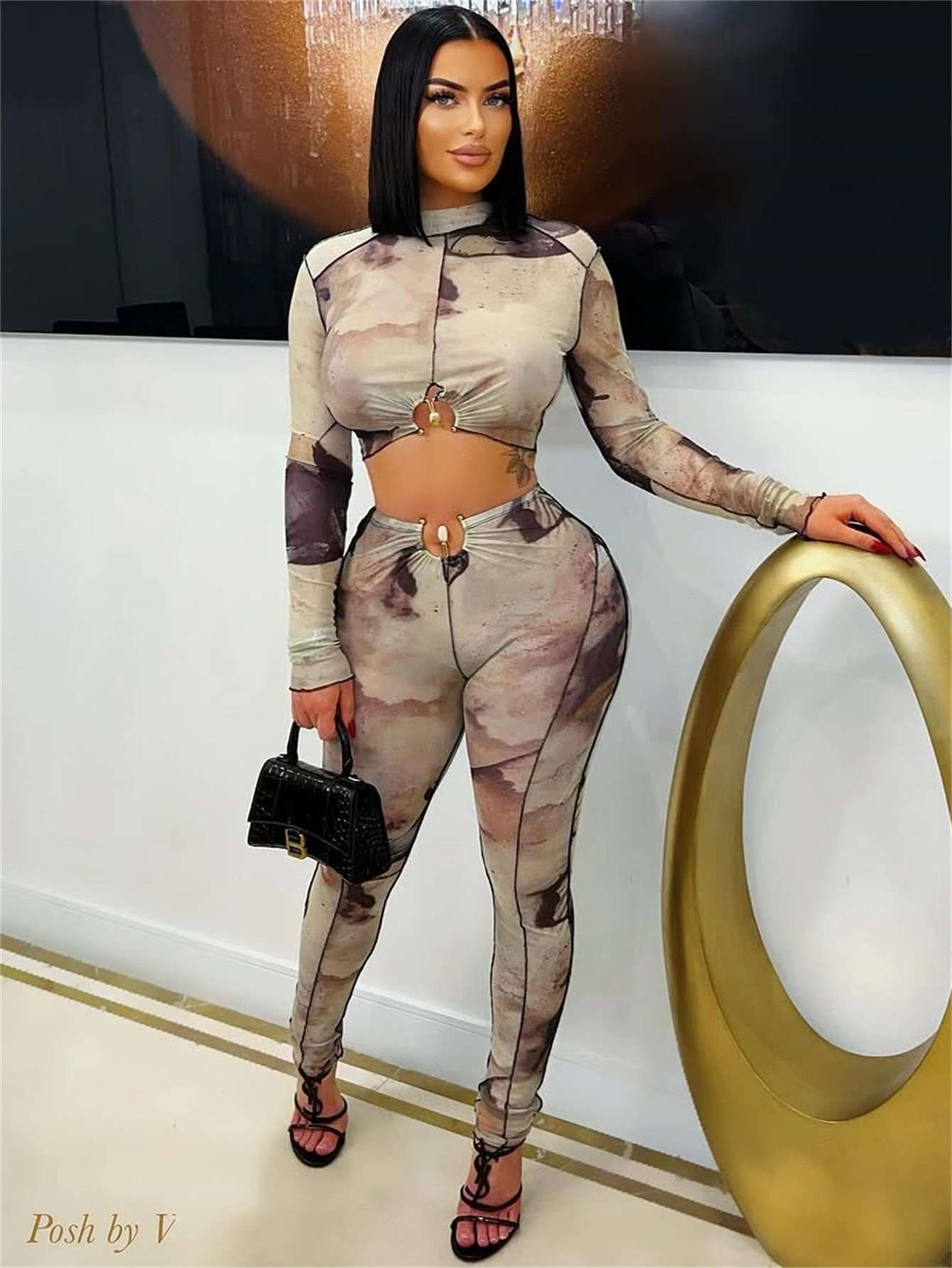 Abstract Print Ring Detail Two-Piece Set image 1