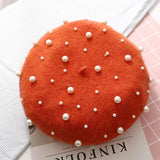 Embellishment Beaded Studs Crochet Cashmere Beret Cap image 2