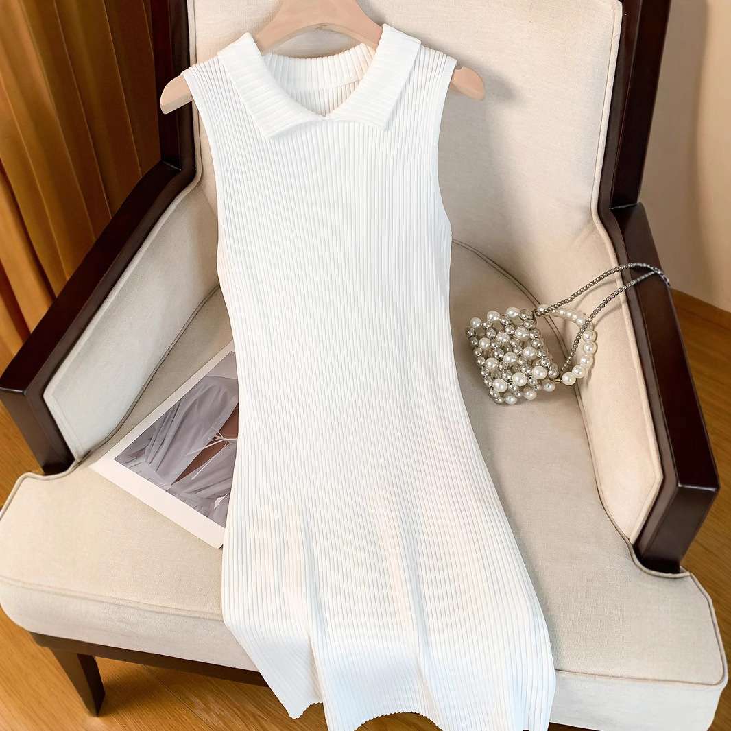 Ribbed Knit Polo Collar Mini Dress image 2