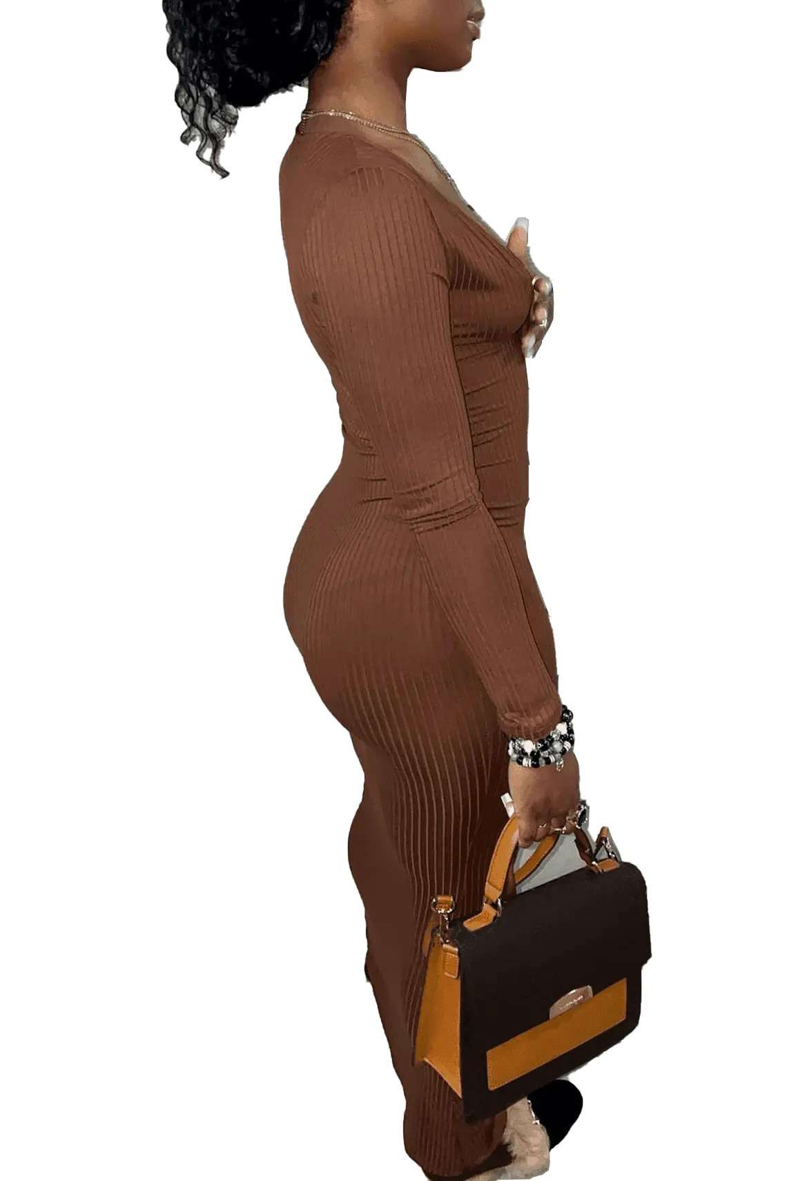 Deep V Cut Fitted Maxi Dress image 2