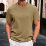 V-Neck Short-Sleeve T-Shirt - M, Beige image