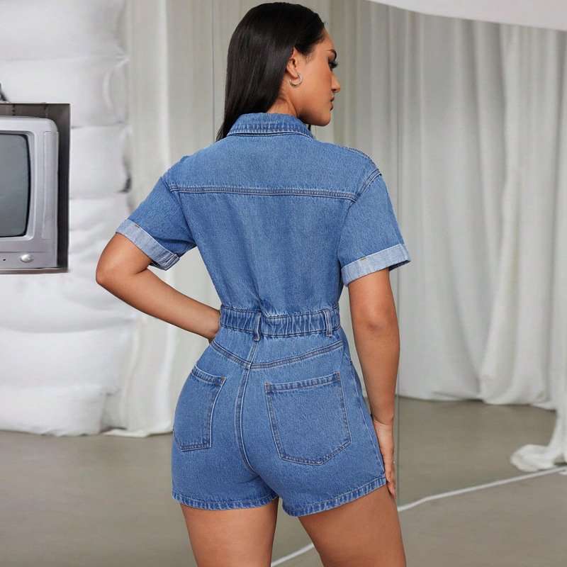 Button-Up Romper with High Waist image 2