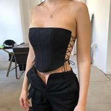Black Strapless Corset Top - L, Black image