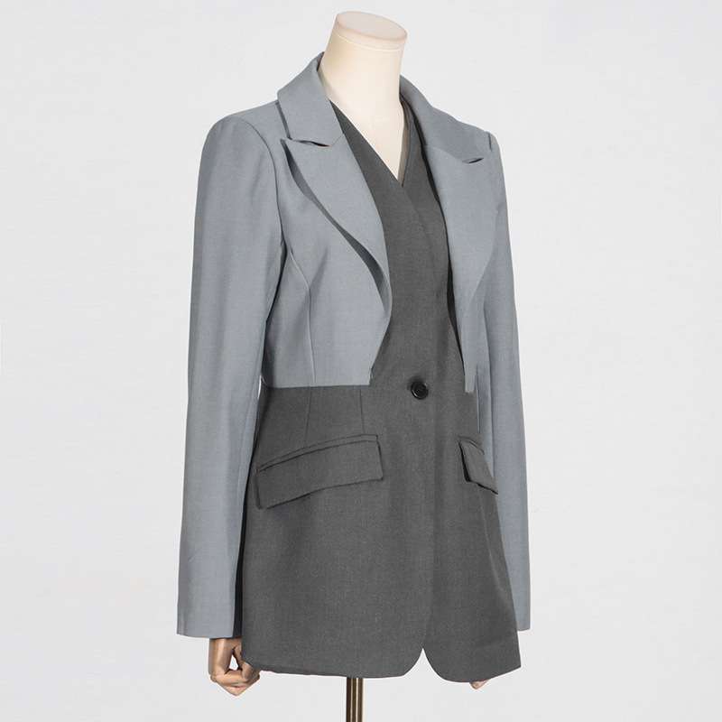 Colorblock Buckle Long Sleeve Blazers image 3