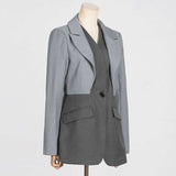 Colorblock Buckle Long Sleeve Blazers image 3