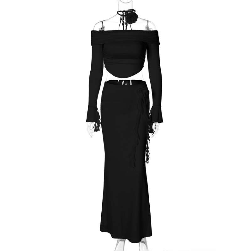 Off-Shoulder Top With Pencil Maxi Length Skirt image 4