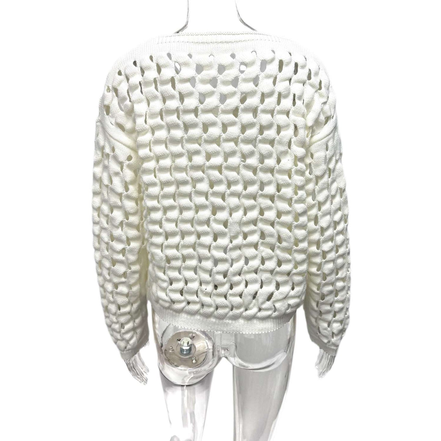 Cozy Cardigan with Open Weave Design image 6