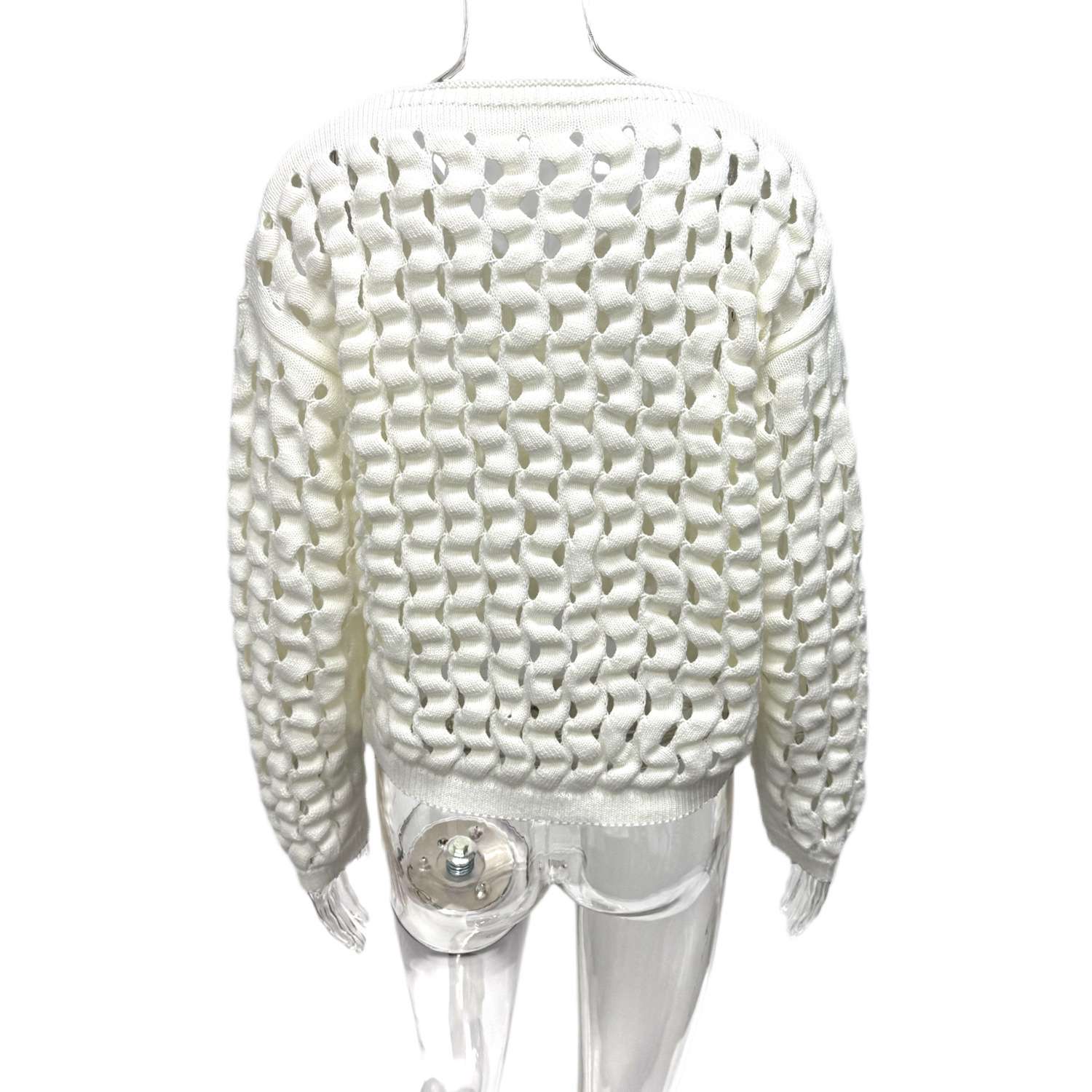 Cozy Cardigan with Open Weave Design image 6