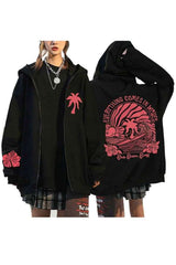 Fashion Street Oversize Hooded Cardigan - XL, Multi Red image