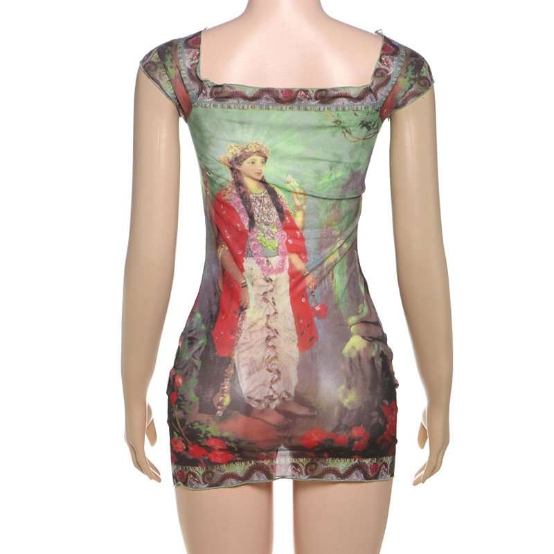 Vintage Printed Mini Dress image 3