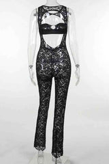 Sexy Floral Lace Cut-Out Open Back Sleeveless Jumpsuit image 5