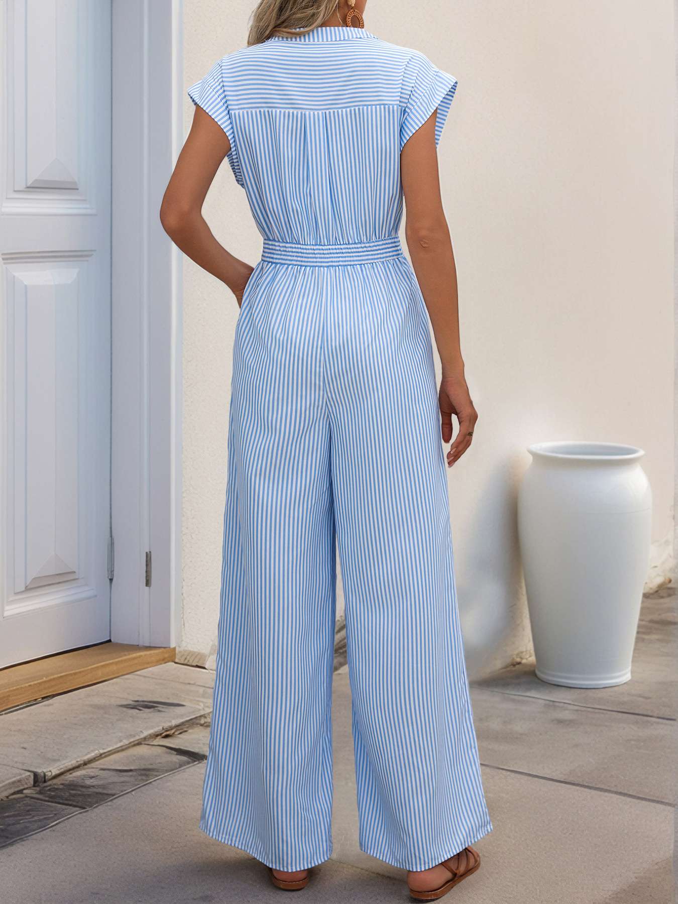 Casual Striped Sleeveless Jumpsuit image 2