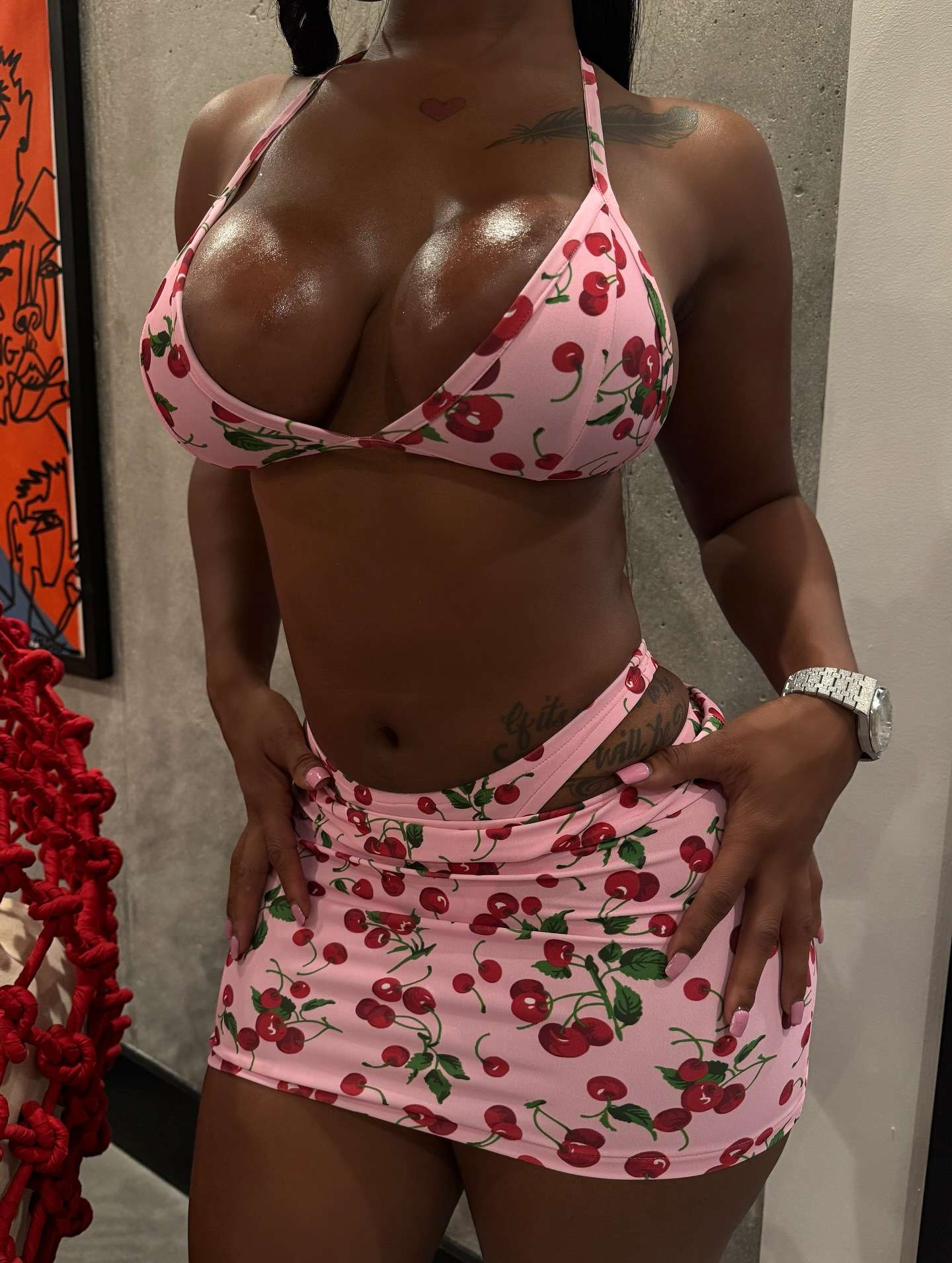 Print Halter Bikini Top & Mini Skirt Set image 3