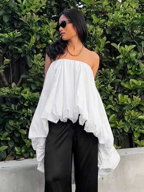 Strapless High-Low Ruffle Top image 2