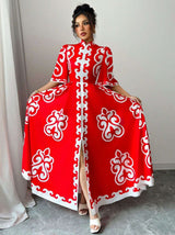 Patterned Maxi Dress with Short Sleeves image 1