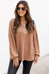 Long Sleeve Crew Neck Casual Pullover - XL, Light Taupe Brown image