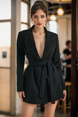 Elegant Tie Waist Blazer Dress image 0
