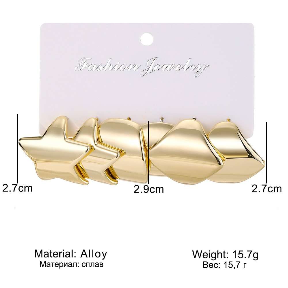 Elegant Star & Geometric Earrings Set image 3