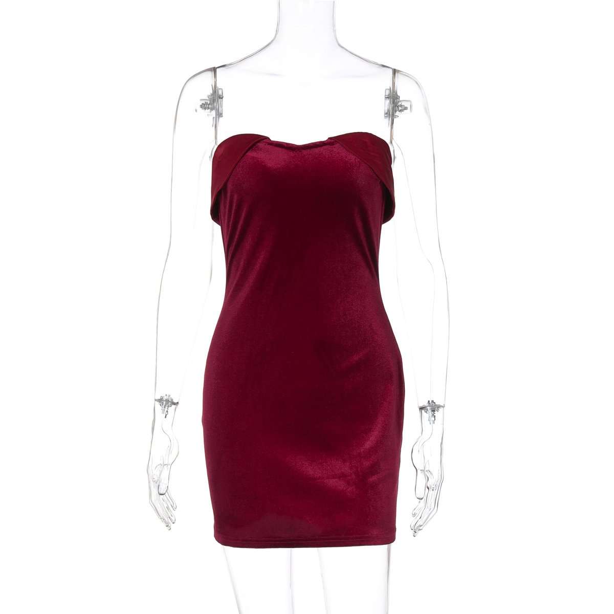 Elegant Wine Red Mini Dress image 4