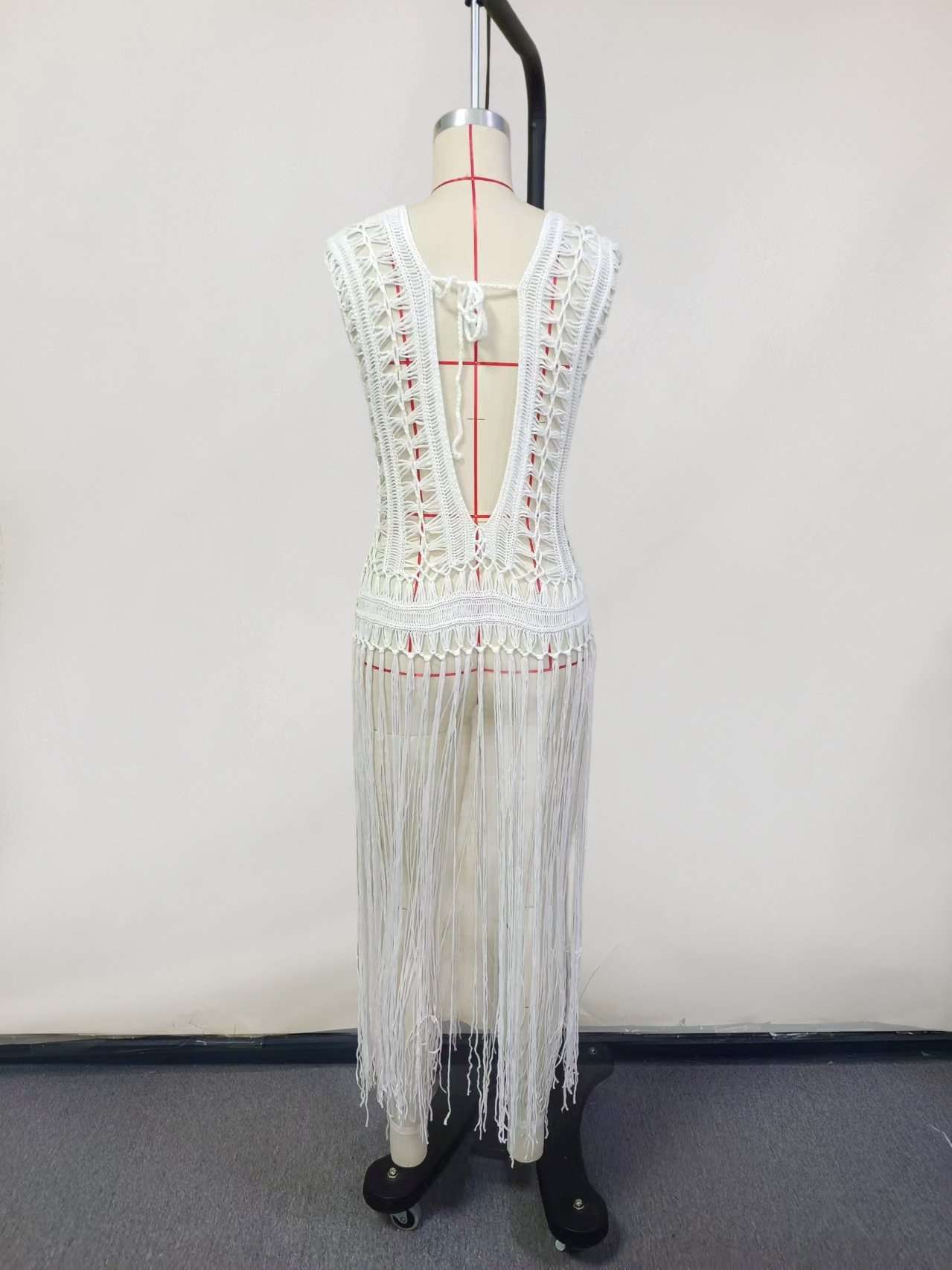 Bohemian White Crochet Fringe Cover-Up image 4