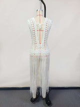 Bohemian White Crochet Fringe Cover-Up image 4