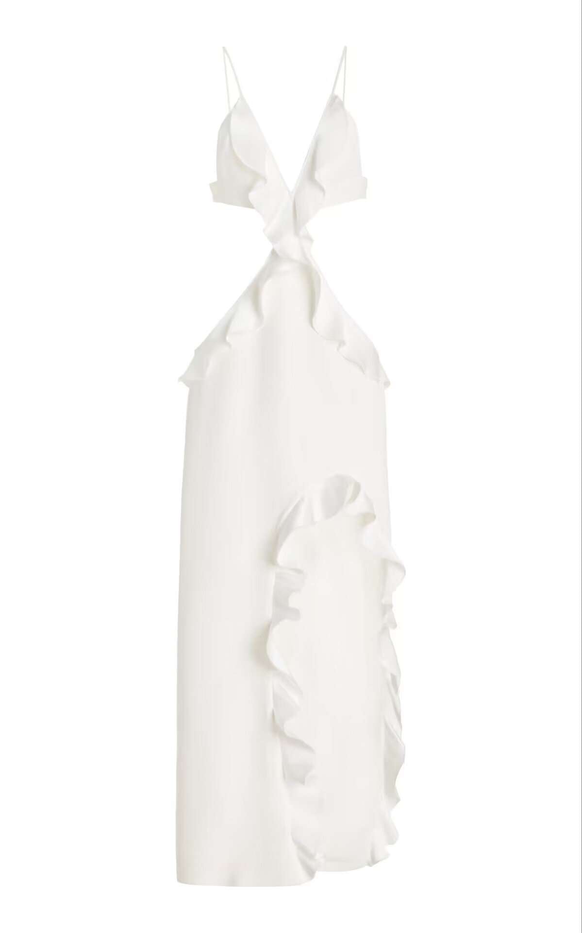 White Ruffled Cut-Out Dress image 5