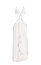 White Ruffled Cut-Out Dress image 5