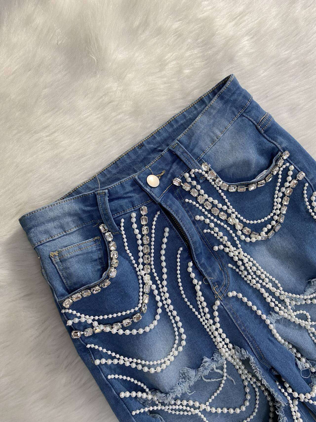 Embellished Wide-Leg Ripped Jeans image 5