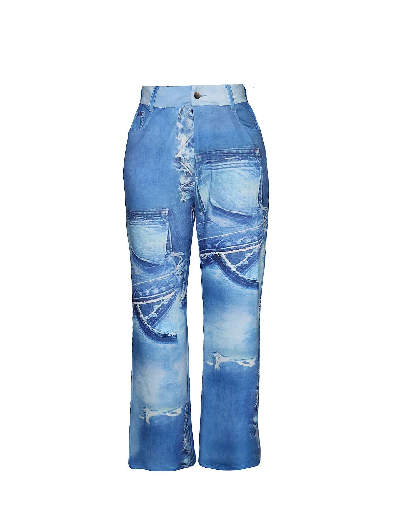 Stylish Distressed Blue Jeans image 4
