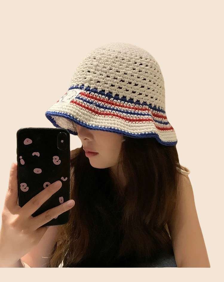 Crochet Sun Hat with Colorful Stripes image 0
