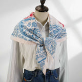 Floral Print Lightweight Scarf - Free Size, Blue image
