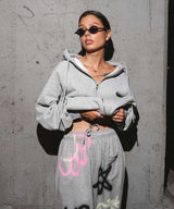 Long Sleeve Drawstring Crop Hoodie Coord Set image 2