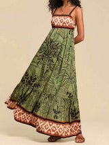 Tropical Print Maxi Dress - M, Multi Green image