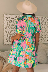 Colorful Floral Tiered Button-Front Top image 3