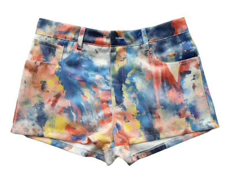 Multicolor Abstract Print High-Waist Shorts image 4